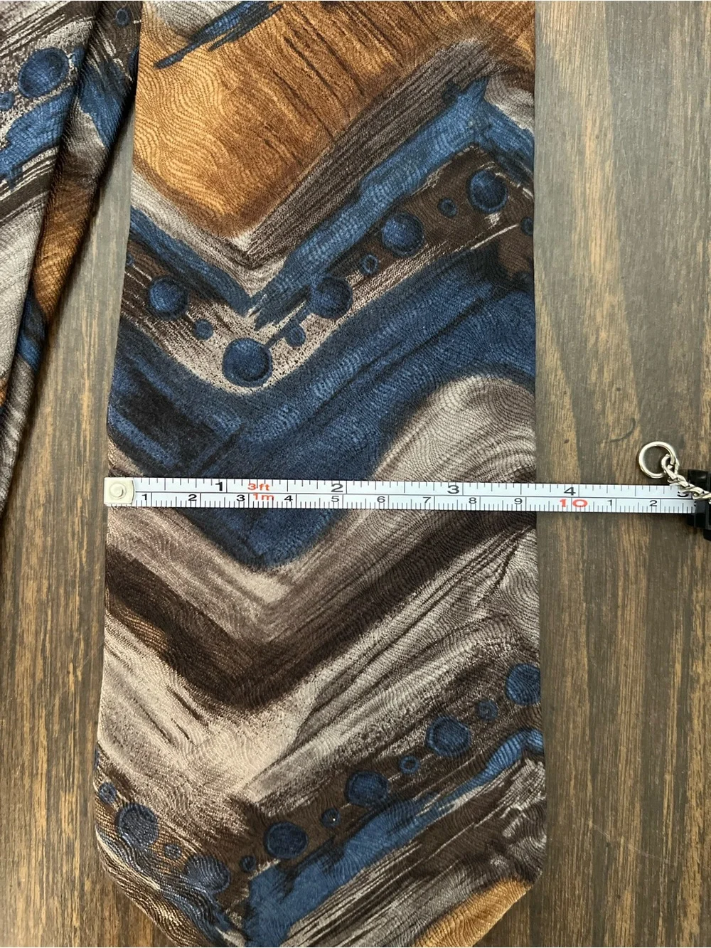 Vintage 1980-90s 100% Silk Men's Tie Abstract Paint Blue Green Brown USA Hipster
